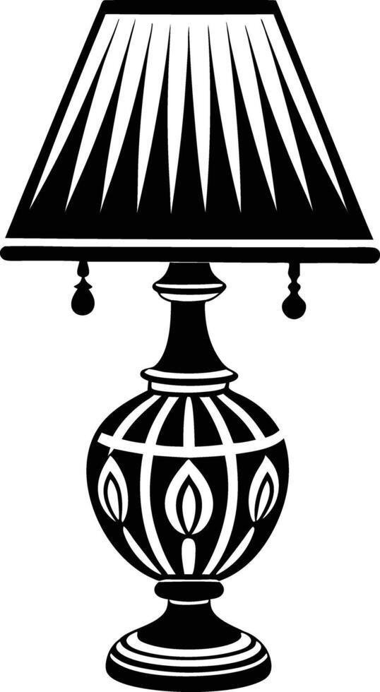 Stylist Table lamp illustration black and white vector
