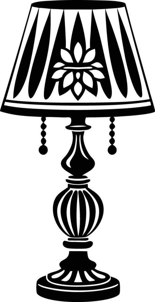 Stylist Table lamp illustration black and white vector