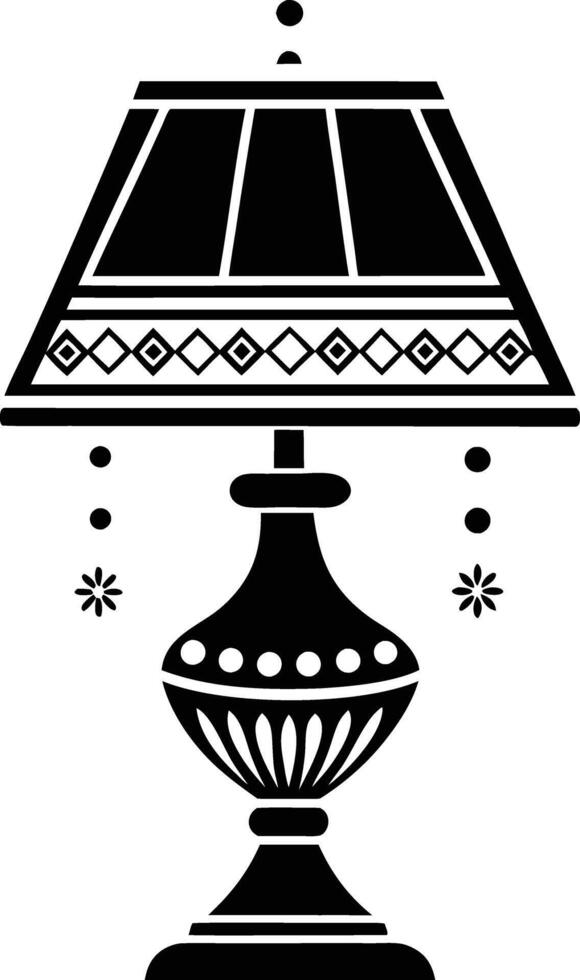 Stylist Table lamp illustration black and white vector
