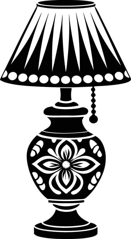 Stylist Table lamp illustration black and white vector