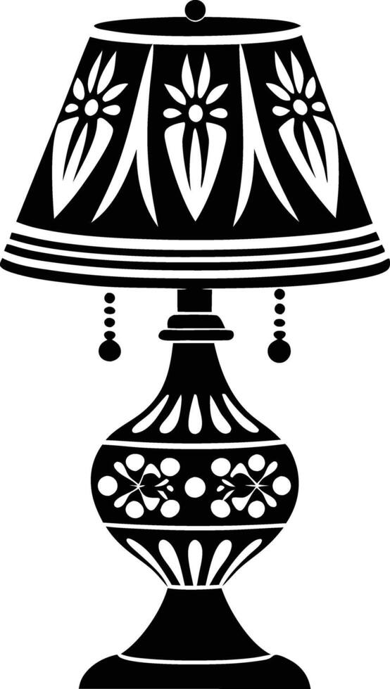 Stylist Table lamp illustration black and white vector