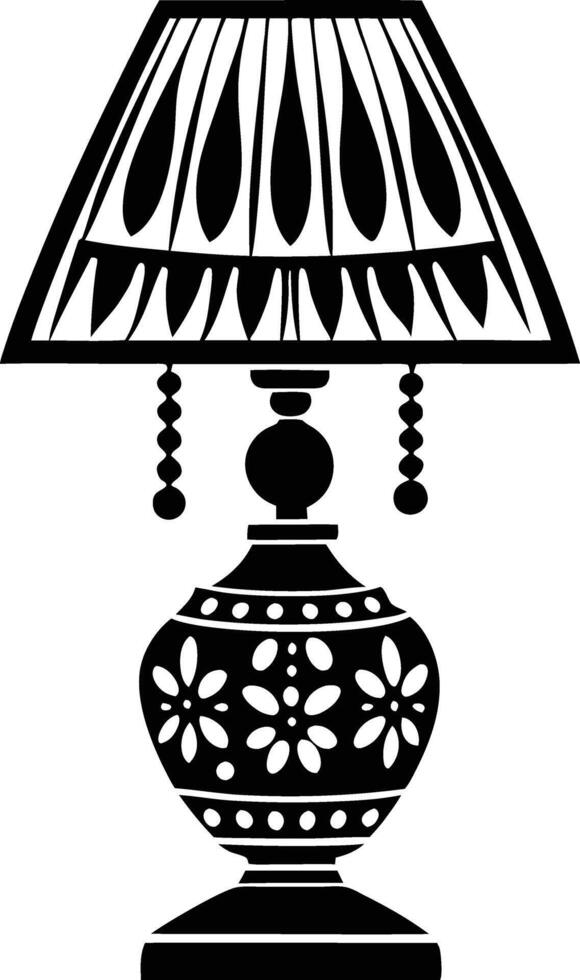 Stylist Table lamp illustration black and white vector