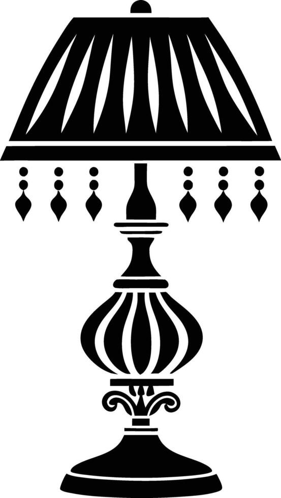 Stylist Table lamp illustration black and white vector