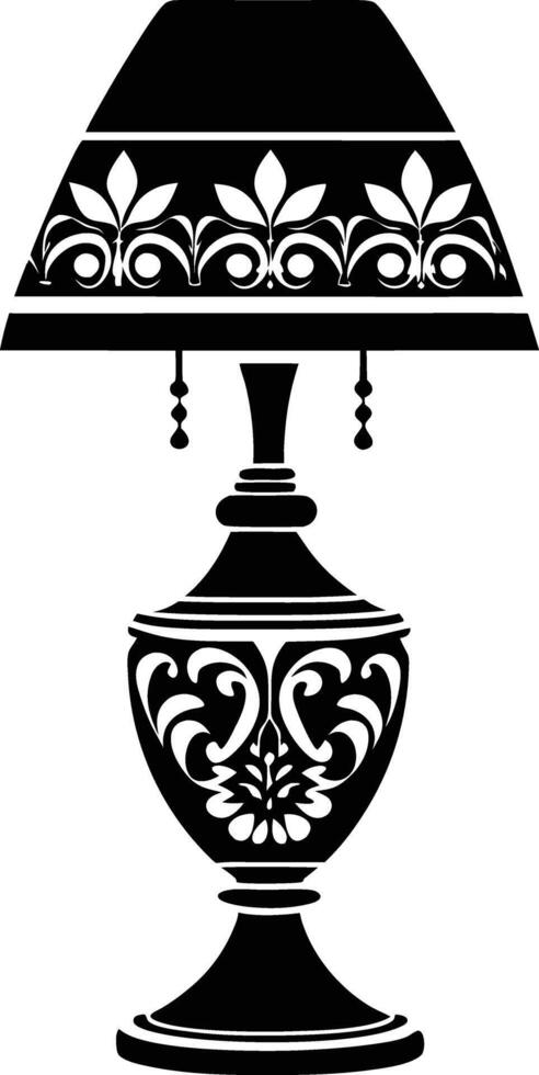Stylist Table lamp illustration black and white vector