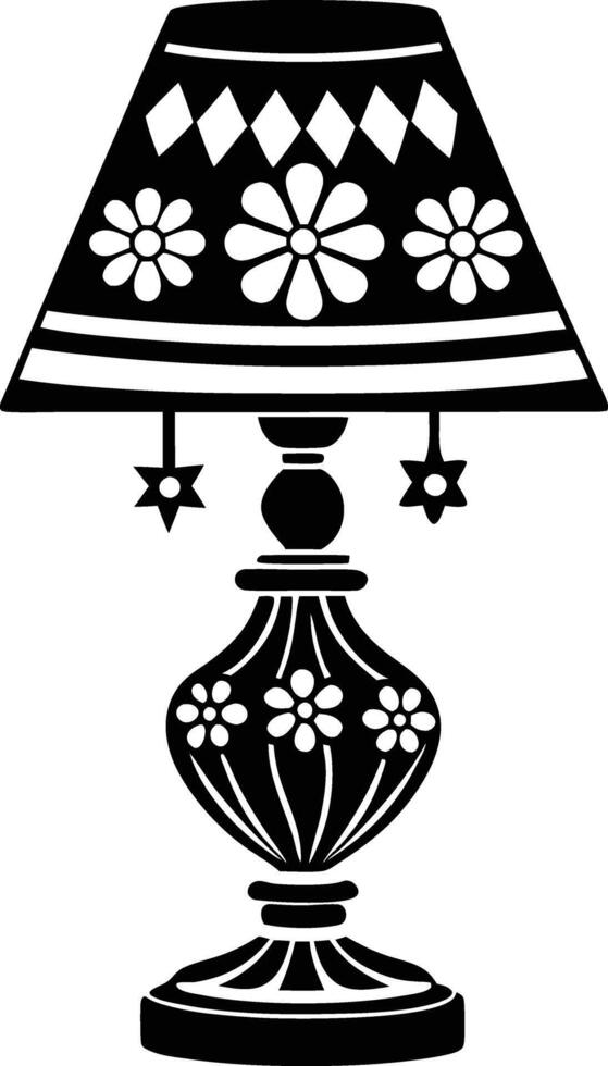 Stylist Table lamp illustration black and white vector
