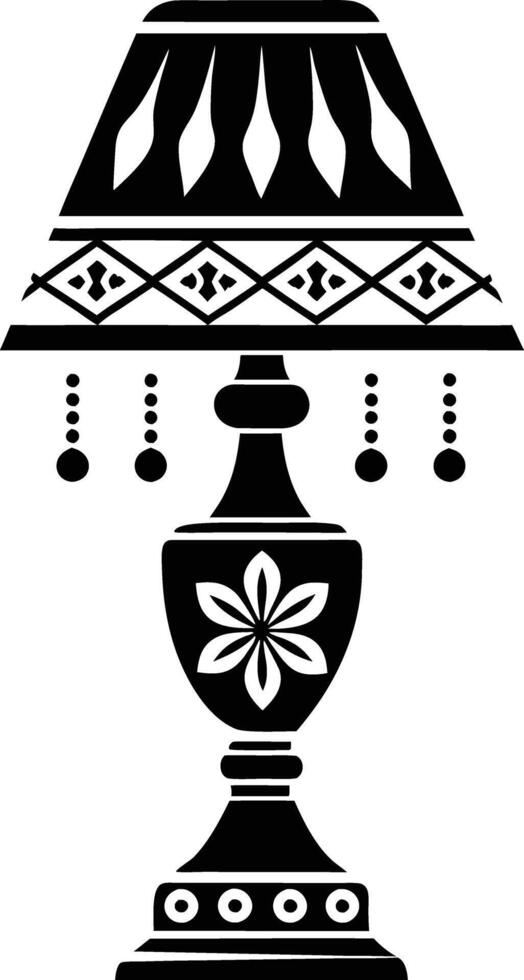 Stylist Table lamp illustration black and white vector