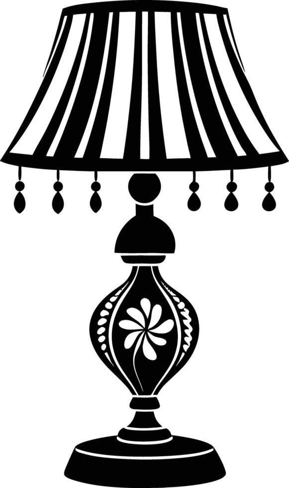 Stylist Table lamp illustration black and white vector