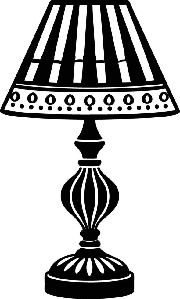 Stylist Table lamp illustration black and white vector