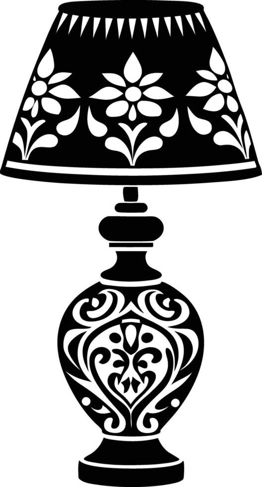 Stylist Table lamp illustration black and white vector