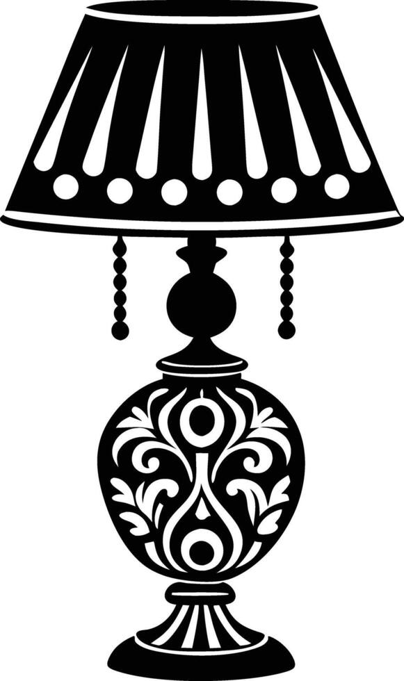 Stylist Table lamp illustration black and white vector