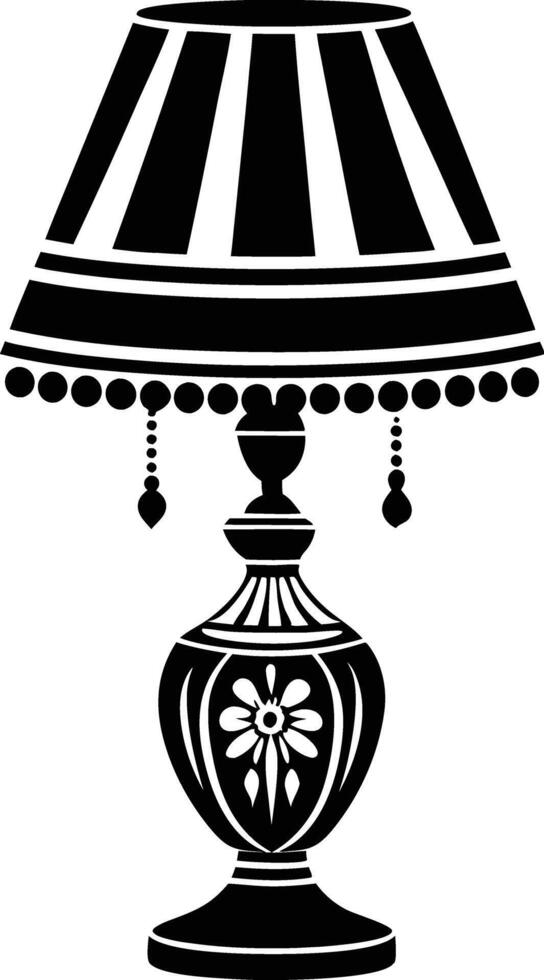 Stylist Table lamp illustration black and white vector