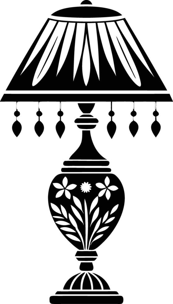 Stylist Table lamp illustration black and white vector