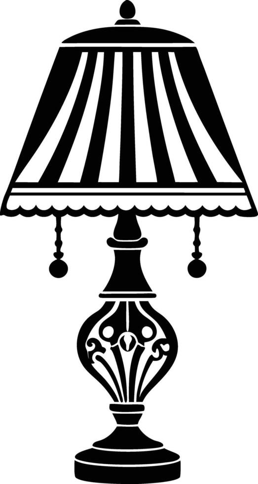 Stylist Table lamp illustration black and white vector