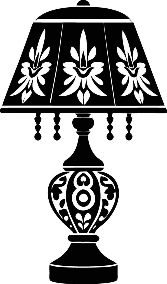 Stylist Table lamp illustration black and white vector