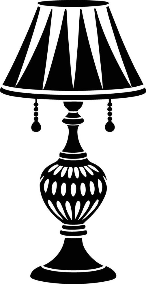 Stylist Table lamp illustration black and white vector