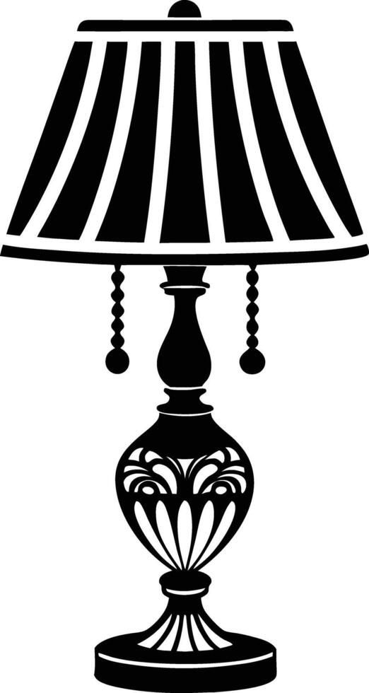 Stylist Table lamp illustration black and white vector