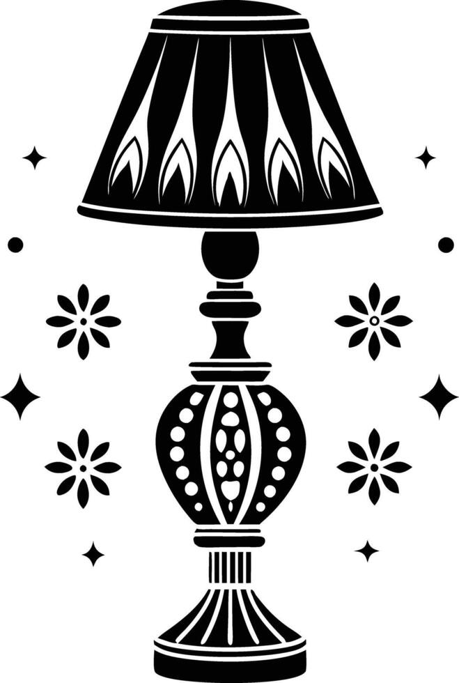 Stylist Table lamp illustration black and white vector