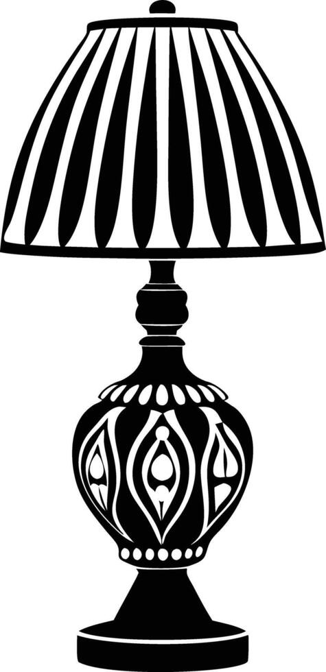 Stylist Table lamp illustration black and white vector