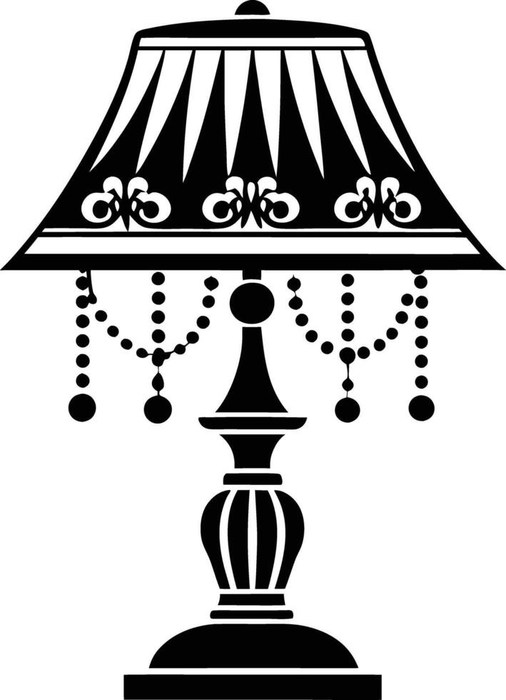 Stylist Table lamp illustration black and white vector