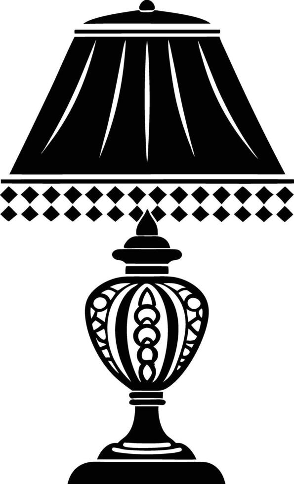Stylist Table lamp illustration black and white vector