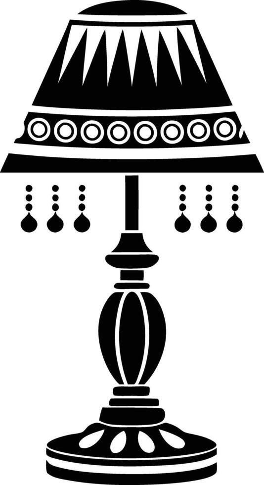 Stylist Table lamp illustration black and white vector