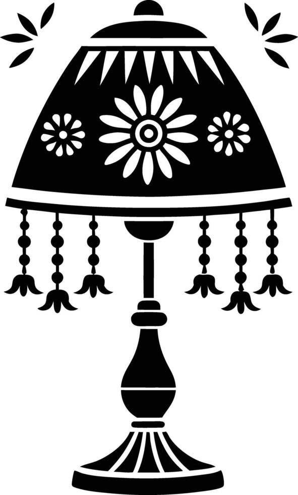 Stylist Table lamp illustration black and white vector