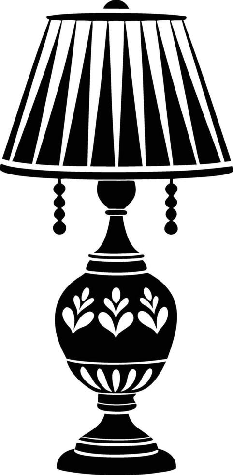 Stylist Table lamp illustration black and white vector
