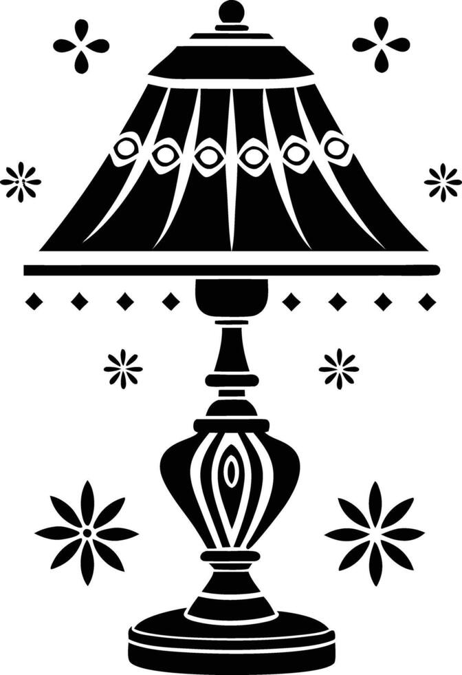 Stylist Table lamp illustration black and white vector