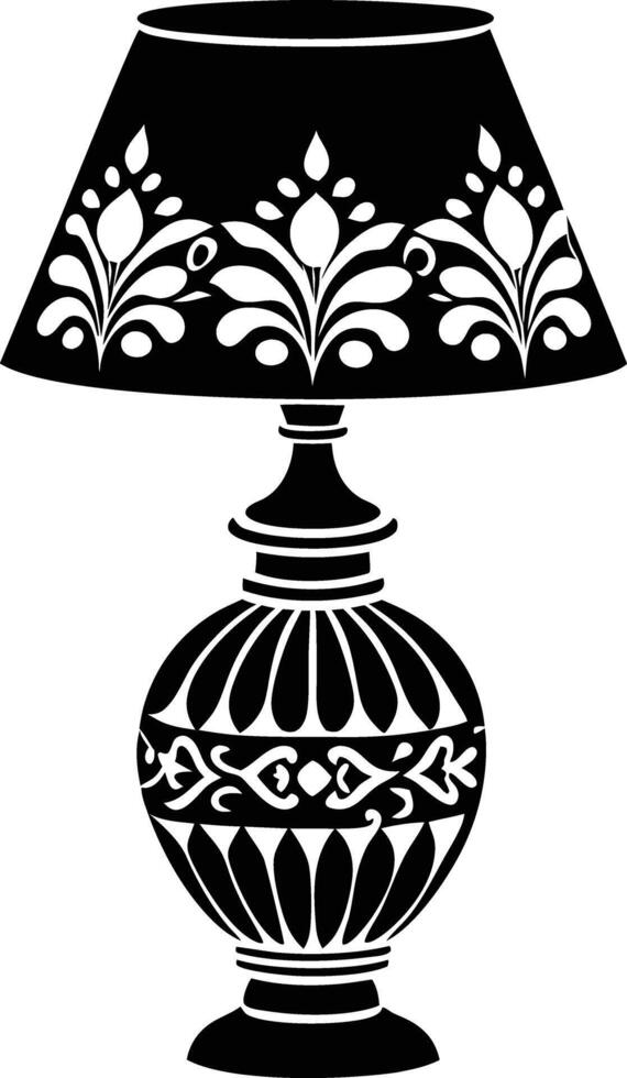 Stylist Table lamp illustration black and white vector