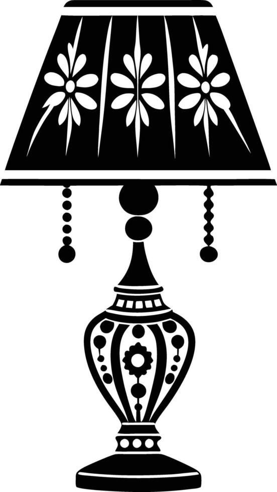 Stylist Table lamp illustration black and white vector