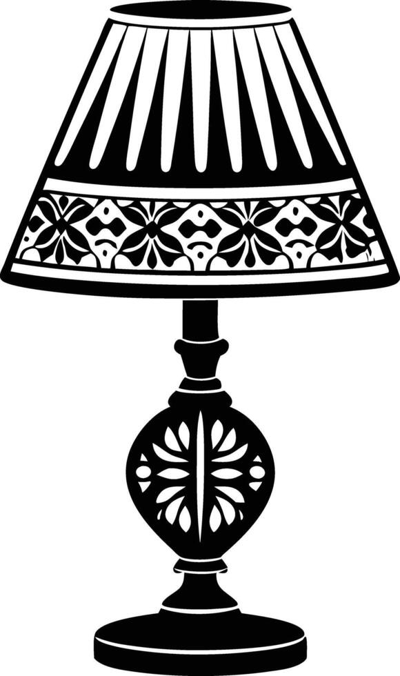 Stylist Table lamp illustration black and white vector