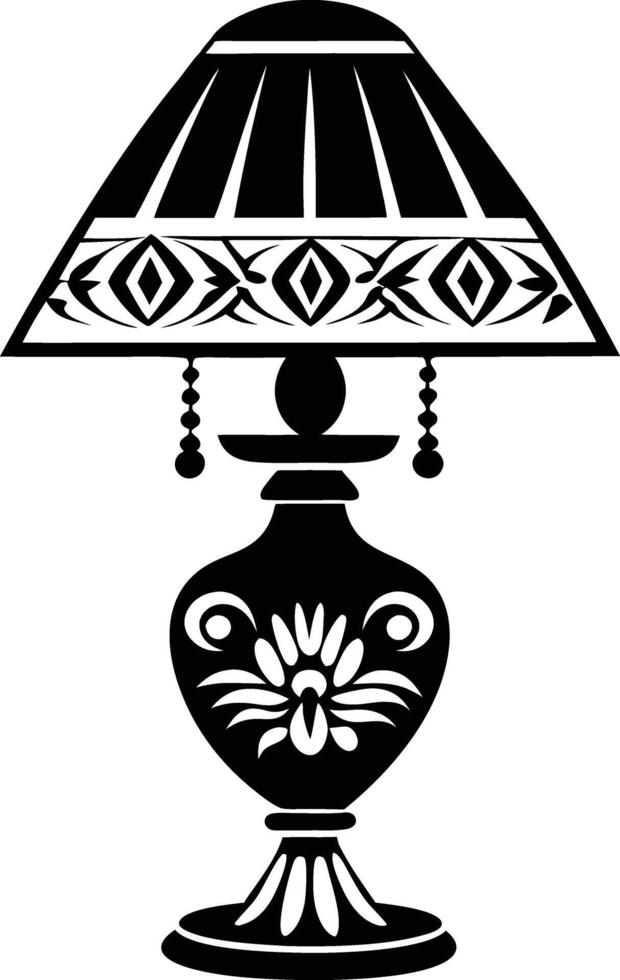 Stylist Table lamp illustration black and white vector