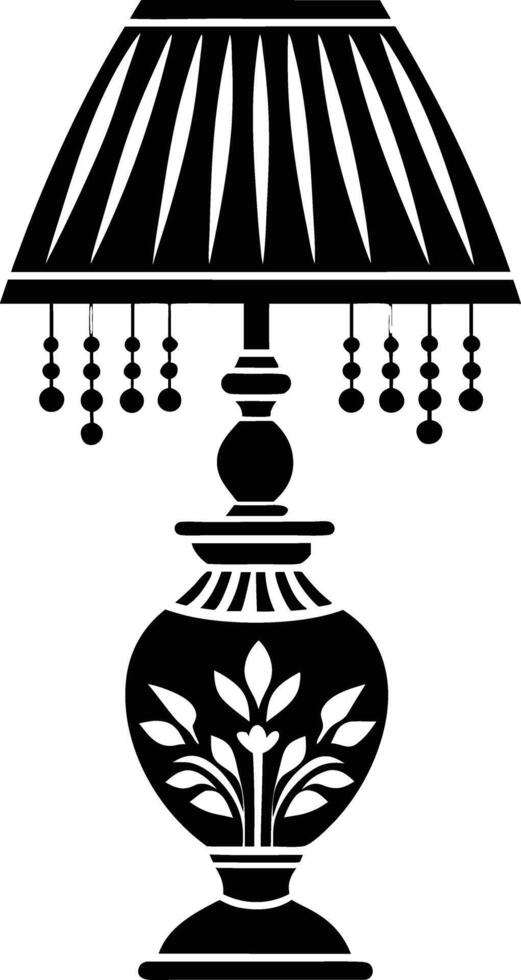 Stylist Table lamp illustration black and white vector