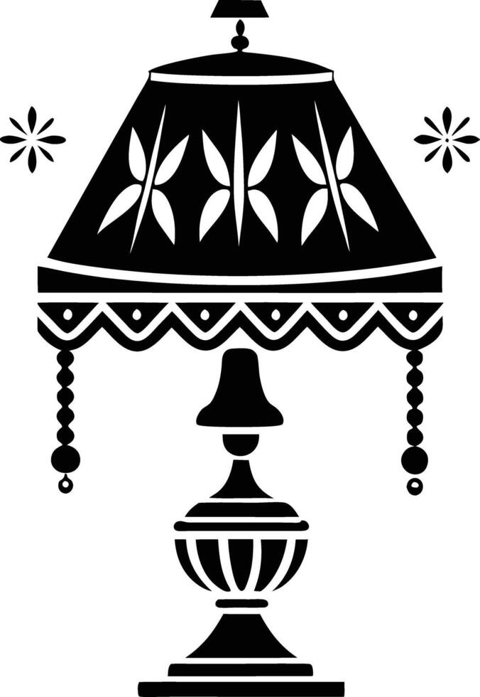 Stylist Table lamp illustration black and white vector