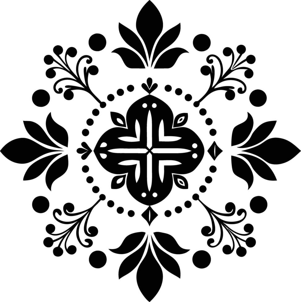 Decorative wall art illustration black and white vector