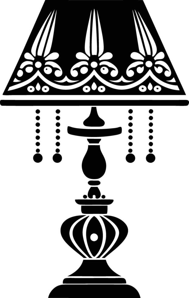 Stylist Table lamp illustration black and white vector