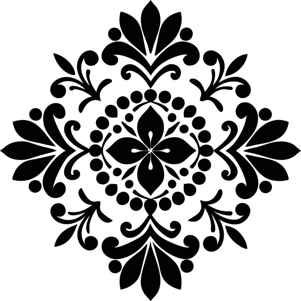 Decorative wall art illustration black and white vector