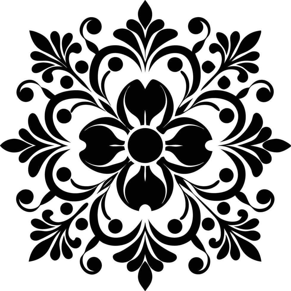 Decorative wall art illustration black and white vector