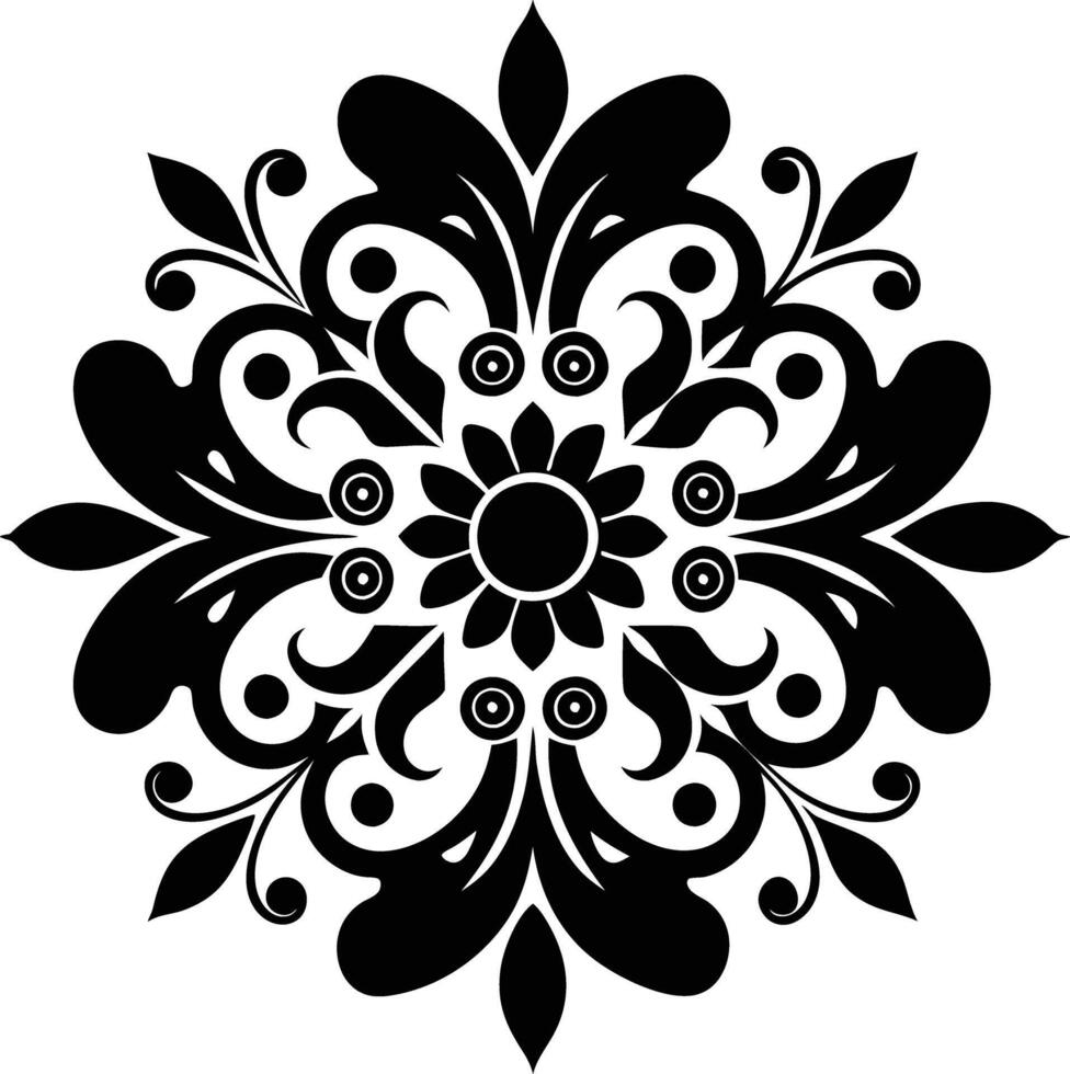Decorative wall art illustration black and white vector
