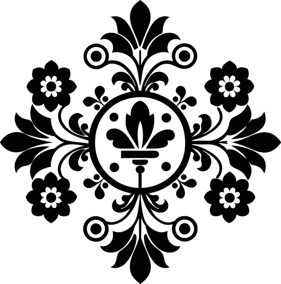 Decorative wall art illustration black and white vector
