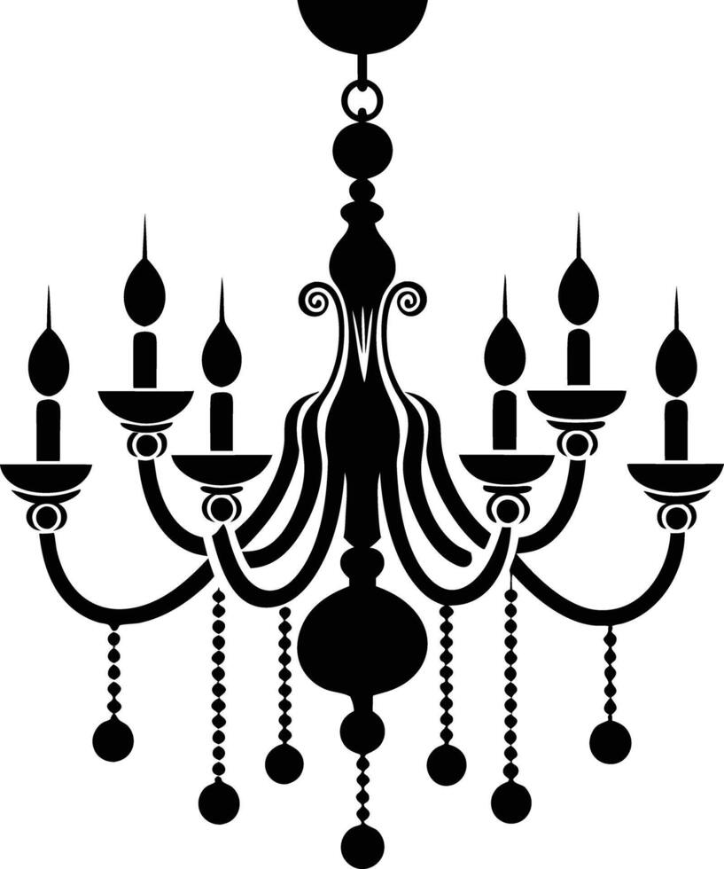 chandelier silhouette illustration black and white vector