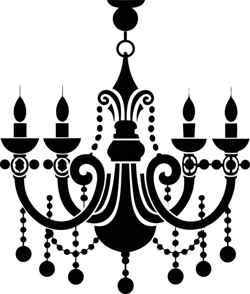 chandelier silhouette illustration black and white vector