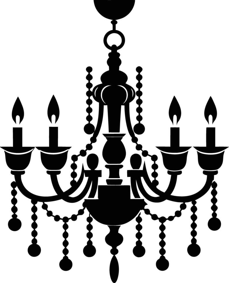 chandelier silhouette illustration black and white vector
