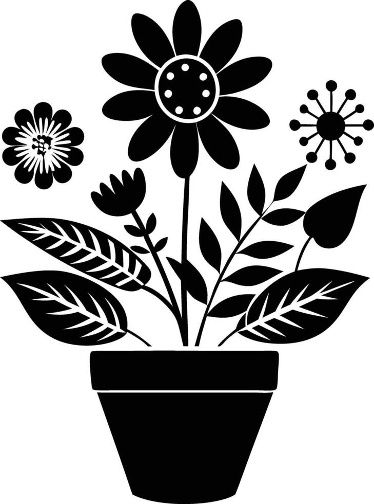 Charming Botanicals illustration black and white vector