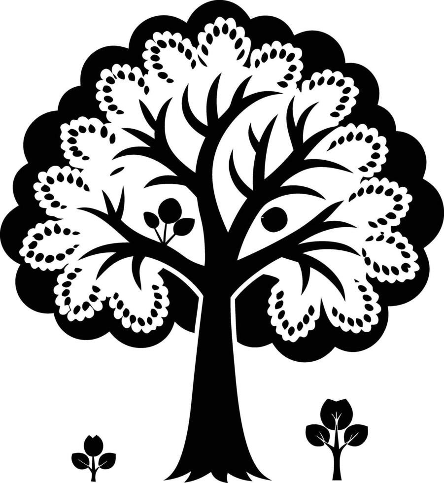 tree silhouette illustration black and white vector