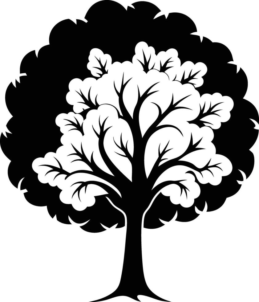 tree silhouette illustration black and white vector
