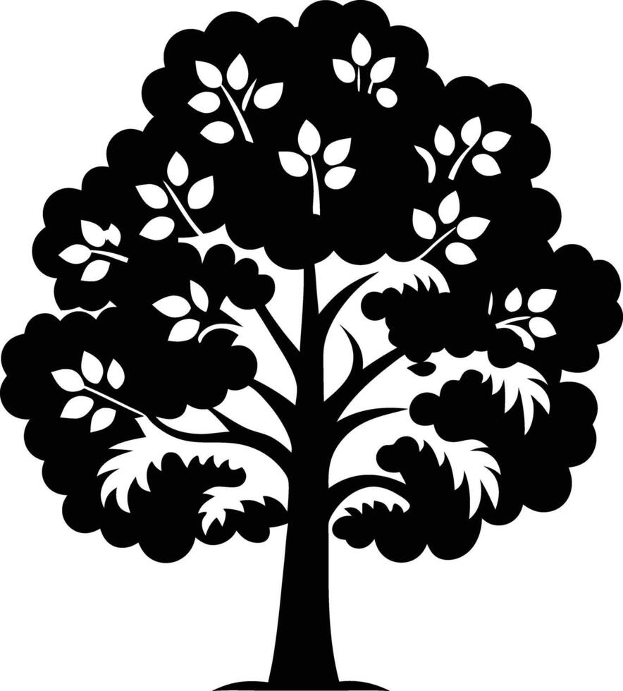 tree silhouette illustration black and white vector