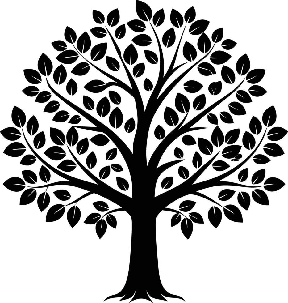 tree silhouette illustration black and white vector