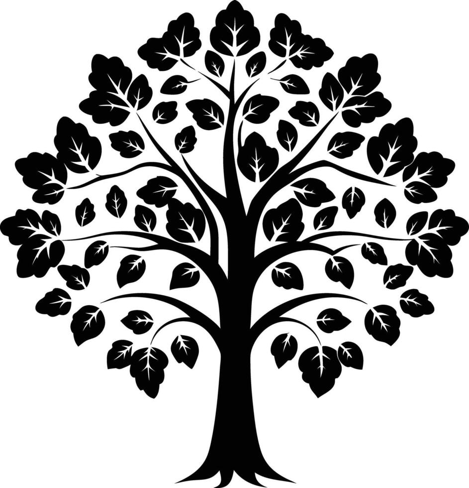 tree silhouette illustration black and white vector