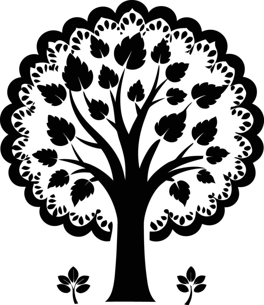 tree silhouette illustration black and white vector